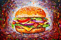 Burger painting food creativity. AI generated Image by rawpixel.