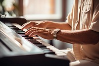 Playing keyboard musician piano playing keyboards. 