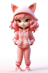 Cat girl figurine cartoon doll. AI generated Image by rawpixel.