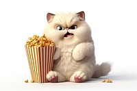 Fat cat eat popcorn cartoon mammal animal. 