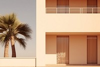 Modern east style building architecture plant window. 