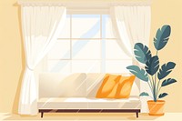 Bright room interior curtains window architecture furniture.