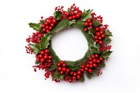 Christmas wreath white background celebration decoration. 