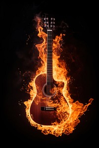 Guitar fire bonfire acoustic guitar. 