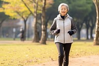 Asian woman jogging running walking. 