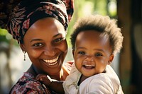 Black woman baby laughing portrait. 