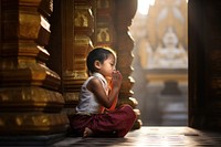 Praying temple child kid. 