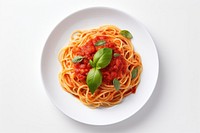 Spaghetti plate tomato pasta. 