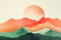 Minimal simple mountains art painting nature. 