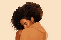 Black woman portrait drawing hugging. AI generated Image by rawpixel.