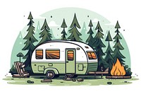 Camping outdoors vehicle cartoon. AI generated Image by rawpixel.