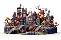Halloween city architecture building cartoon. AI generated Image by rawpixel.