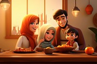 Iftar muslim family cartoon father adult. 