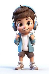 Boy listening music headphones cartoon cute. AI generated Image by rawpixel.