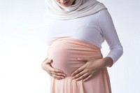Woman clutching stomach sleeve adult anticipation. AI generated Image by rawpixel.