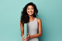 Yoga mat portrait smiling smile. AI generated Image by rawpixel.