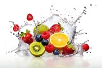 Water splash fruit strawberry blueberry. AI generated Image by rawpixel.