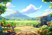 Agriculture landscape outdoors cartoon. 