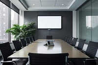 Blank tv screen office room furniture. 