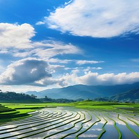 Rice field landscape outdoors nature. 