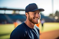 Baseball player portrait smiling adult. 