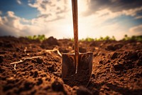 Shovel soil outdoors nature. 