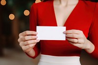 Blank card paper hand red. 