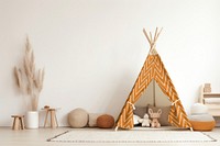 Cute kids room with tepee tent