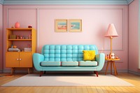 A retro living room architecture furniture cushion. AI generated Image by rawpixel.