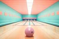 An empty bowling alley a retro style architecture illuminated exercising. 