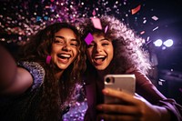 Selfie laughing confetti party. AI generated Image by rawpixel.