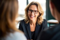 Female lawyer talking glasses office. AI generated Image by rawpixel.
