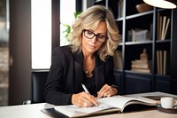 Lawyer working publication furniture glasses. 