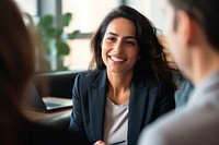 Female lawyer laughing talking office. AI generated Image by rawpixel.