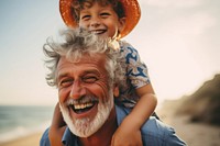 Grandchild cheerful laughing portrait. 