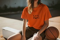 Women's streetwear mockup, fashion psd