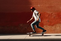 Skateboard brick wall skateboarding. 