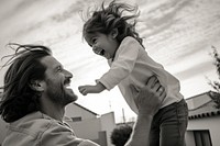 Laughing portrait outdoors family. 