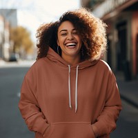Brown oversized hoodie, casual streetwear fashion