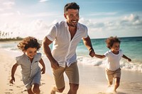 Fun cheerful vacation father. AI generated Image by rawpixel.