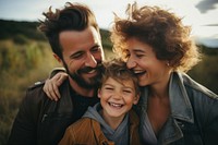 LGBTQ couple laughing family father. 