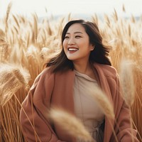 Autumn clothing field grass smile. 