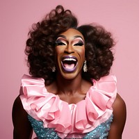 Black drag queen laughing portrait adult. 