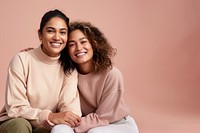 Latina lesbian couple laughing smile adult. AI generated Image by rawpixel.