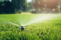 Sprinkler grass lawn outdoors. 