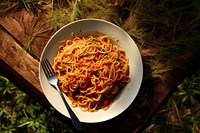 Spaghetti plate pasta table. 