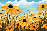 Black Eyed Susan flowers backgrounds sunflower outdoors. 