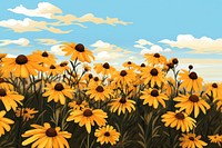 Black Eyed Susan flowers backgrounds sunflower landscape. 