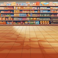 3d illustration of supermarket shelves.  