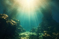 Underwater ocean sunlight outdoors. 